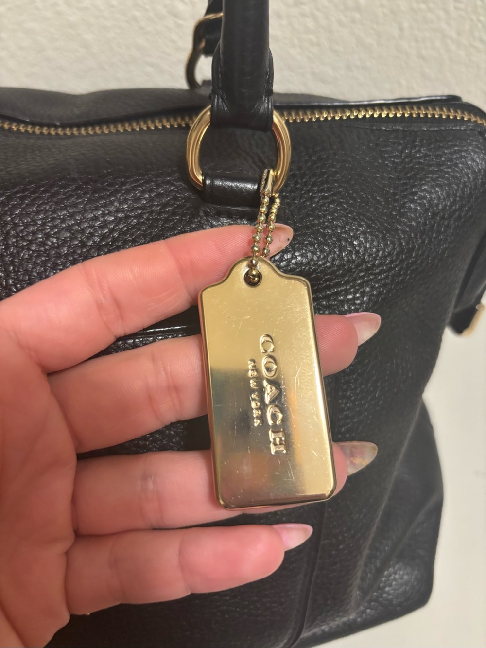 Coach Black Pebbled Leather Satchel with Gold Hardware - Picture 5 of 9